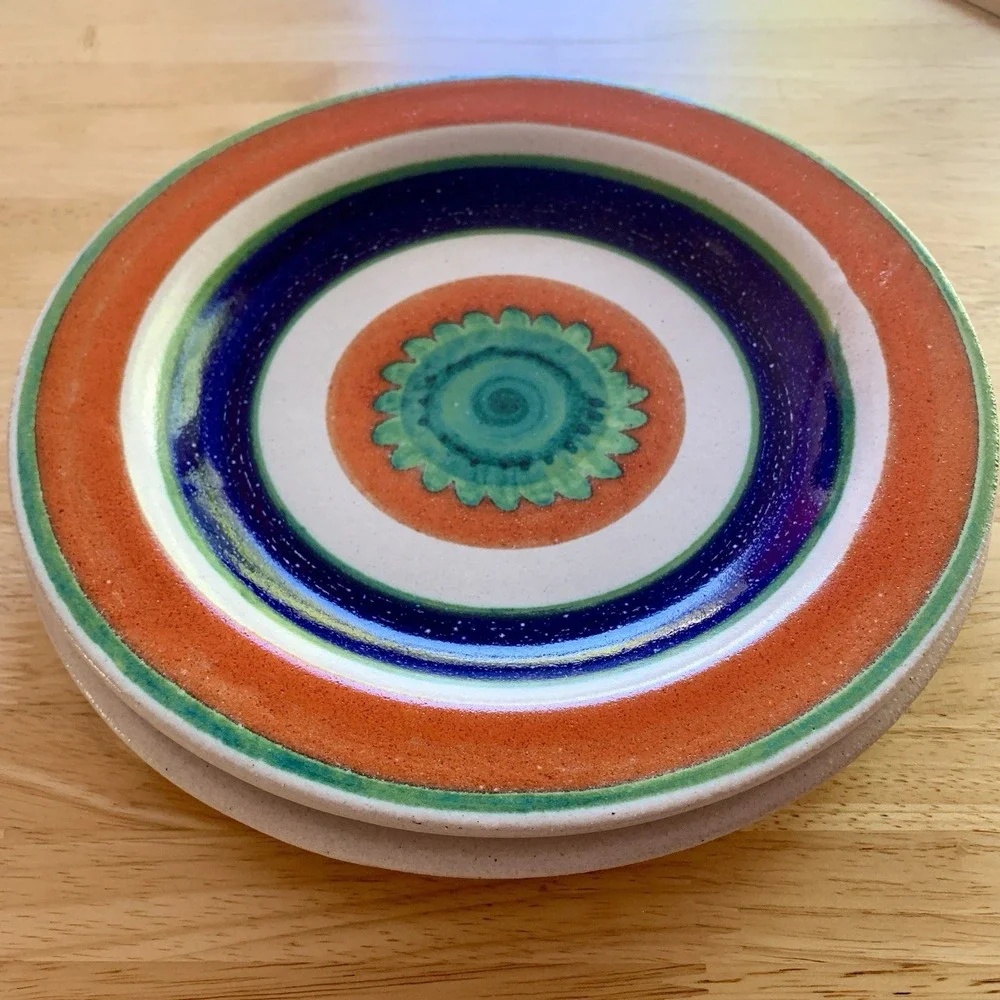 Vtg DeSimone Ceramic Pottery Plates Hand Painted Signed Italy De Simone MCM 60s